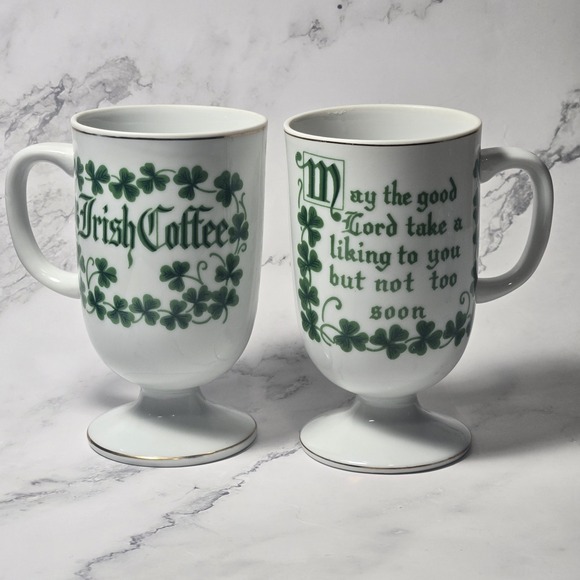 Other - Vintage Pair Irish Coffee Mugs Irish Wisdom  Blessing's St.Patty's Day Gold Gilt